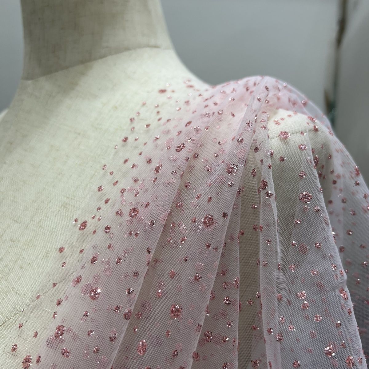 Tissu en maille à pois rose br - Baby Clothing Fabric avis et prix